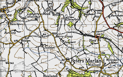 Old map of Berry Cross in 1946