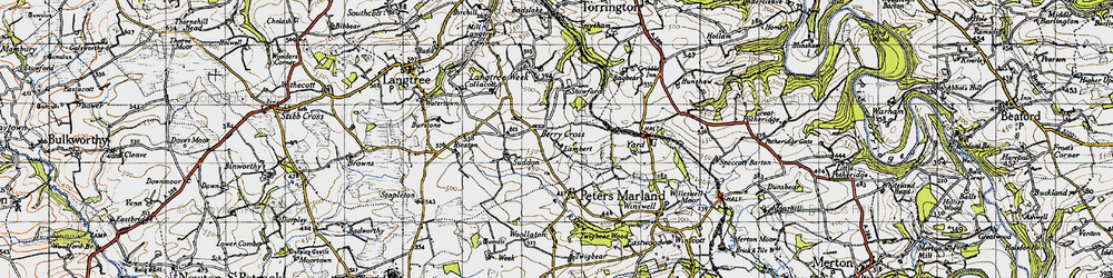 Old map of Berry Cross in 1946