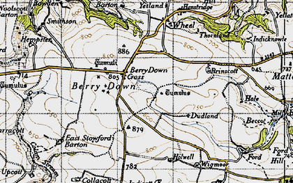 Old map of Berry Down Cross in 1946