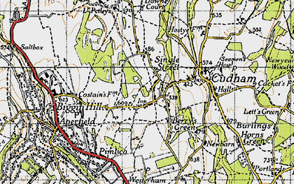 Old map of Berry's Green in 1946