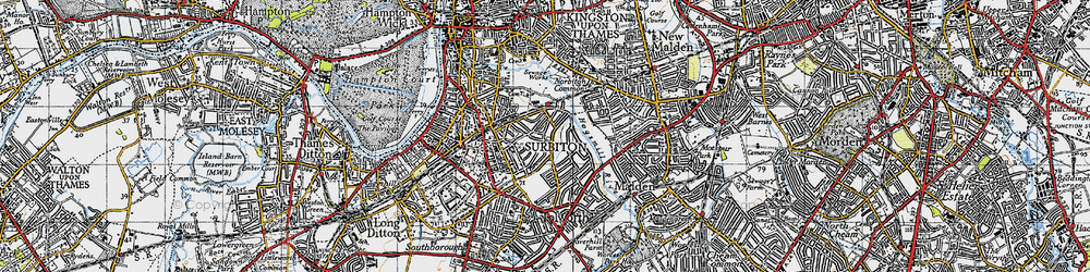 Old map of Berrylands in 1945