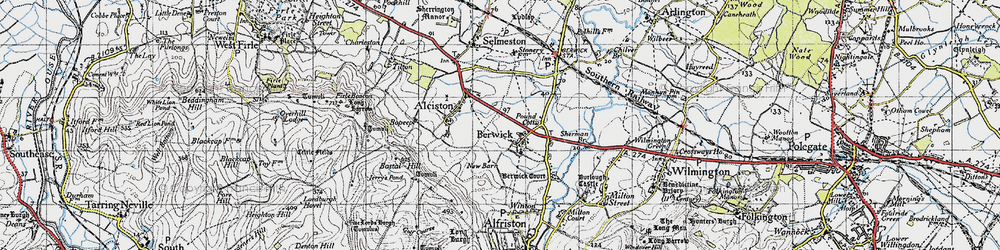Old map of Berwick in 1940