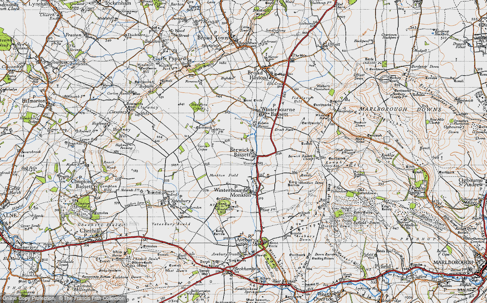 Old Map of Berwick Bassett, 1940 in 1940