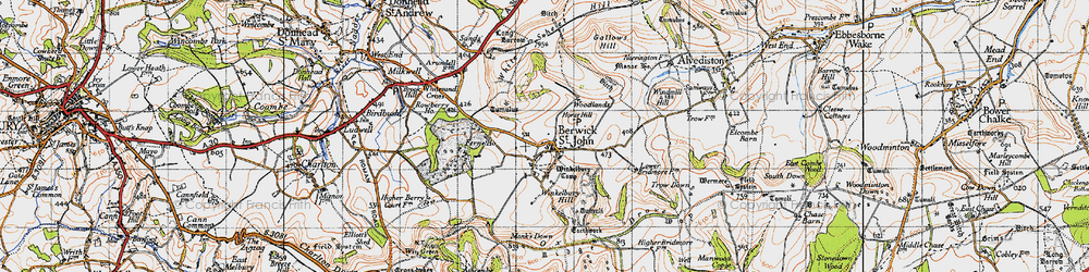 Old map of Berwick St John in 1940