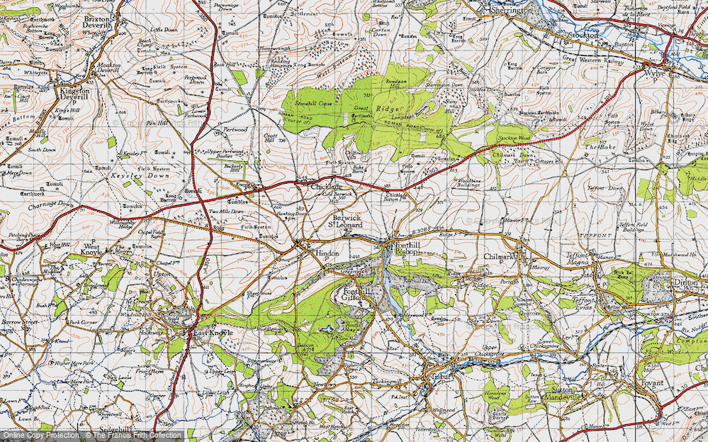 Old Map of Berwick St Leonard, 1940 in 1940