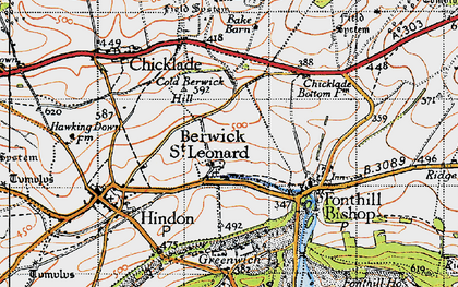 Old map of Berwick St Leonard in 1940