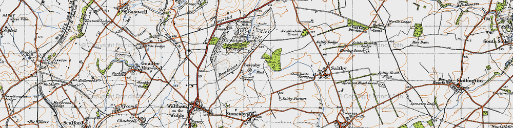 Old map of Bescaby Oaks in 1946