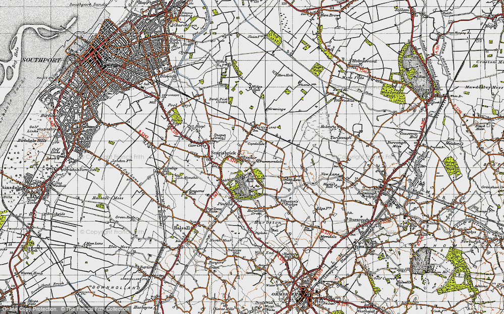 Old Map of Historic Map covering Bescar Lane Sta in 1947