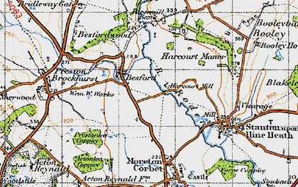 Old map of Besford in 1947