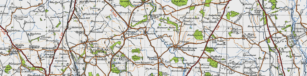 Old map of Besford in 1947