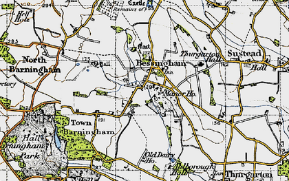 Old map of Bessingham in 1945