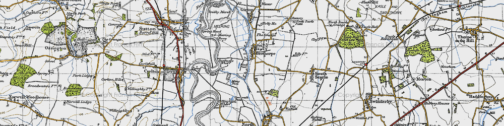 Old map of Besthorpe in 1947