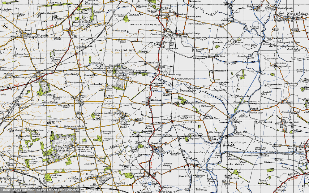 Old Map of Historic Map covering Wilfholme in 1947