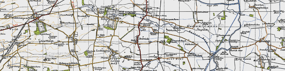 Old map of Beswick Rush Plantn in 1947