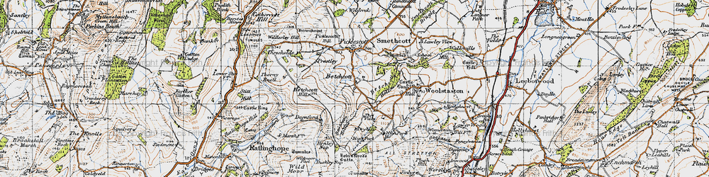 Old map of Betchcott in 1947