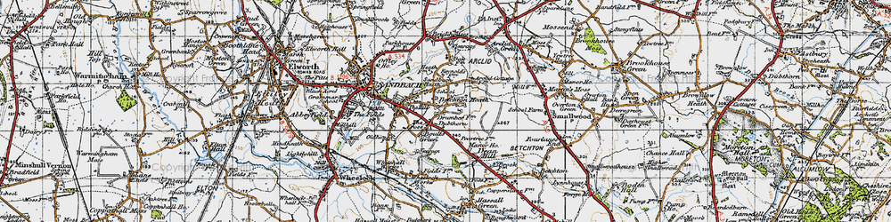 Old map of Betchton Heath in 1947