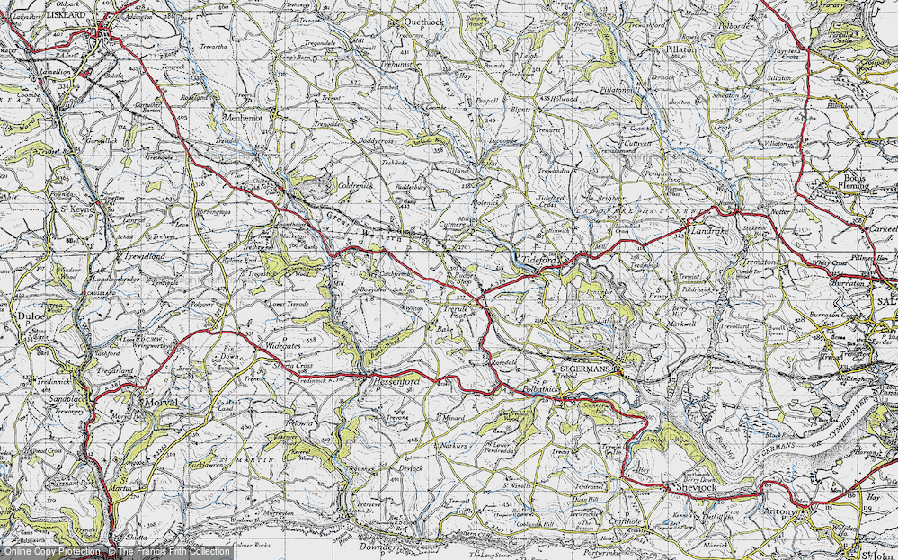 Old Map of Historic Map covering Bonyalva in 1946