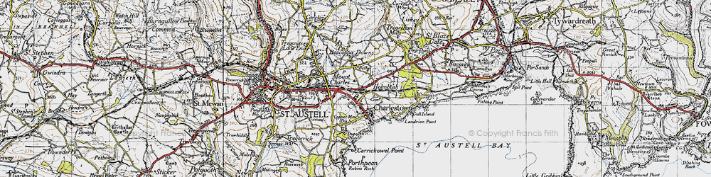 Old map of Duporth in 1946