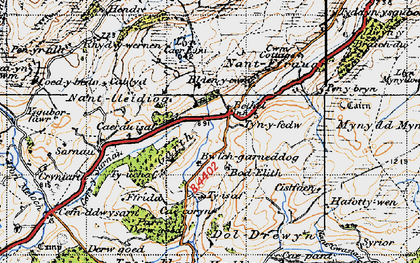 Old map of Bod Elith in 1947