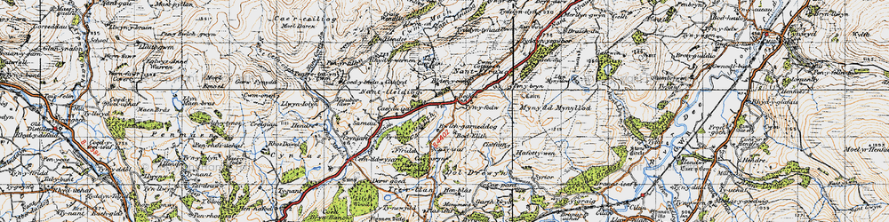 Old map of Bod Elith in 1947