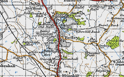 Old map of Betley in 1946