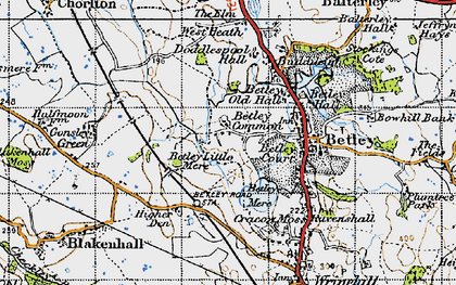 Old map of Betley Common in 1946