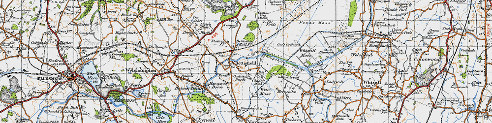 Old map of Bettisfield in 1947