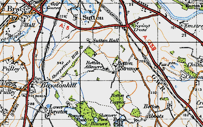 Old map of Betton Strange in 1947