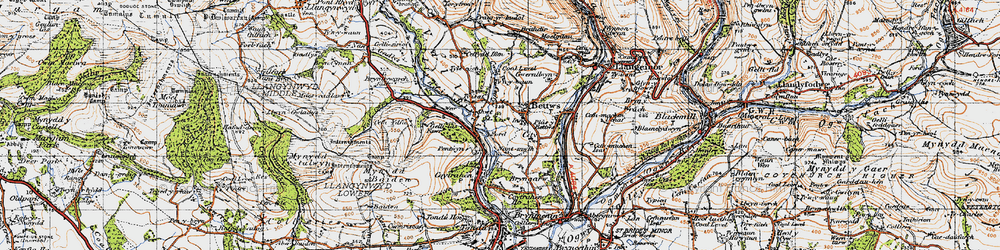 Old map of Bettws in 1947