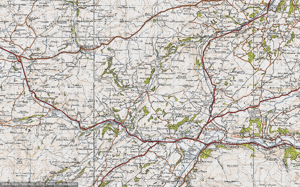 Old Map of Historic Map covering Tir Barwn in 1947