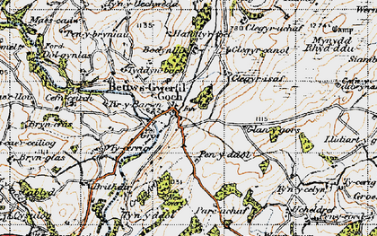 Old map of Bryn-Crâs in 1947