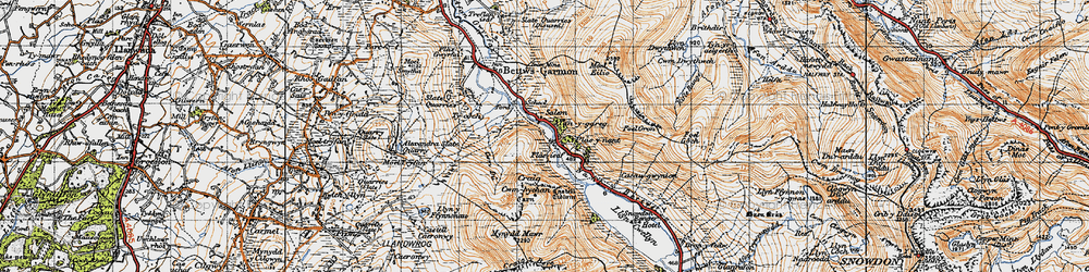 Old map of Betws Garmon in 1947