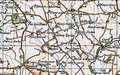 Old map of Betws Ifan in 1947