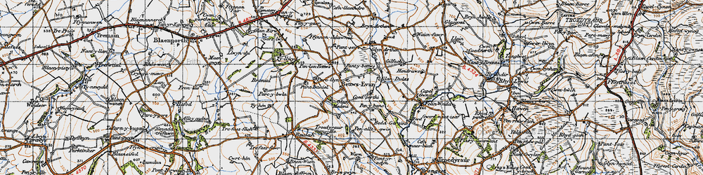 Old map of Betws Ifan in 1947