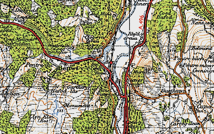 Old map of Betws-y-Coed in 1947