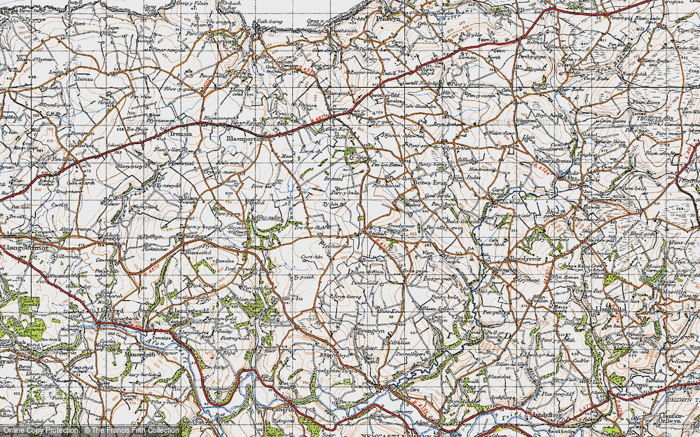 Old Map of Historic Map covering Bronial in 1947