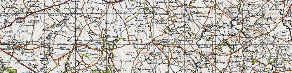 Old map of Beulah in 1947