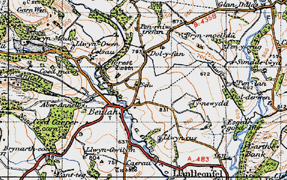 Old map of Allt Lwyd in 1947
