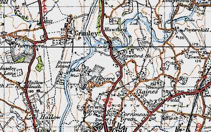 Old map of Bevere in 1947
