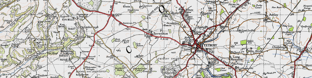 Old map of Beverston in 1946