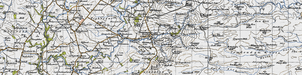 Old map of Bothrigg Burn in 1947