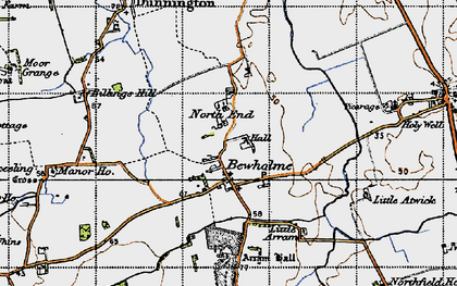 Old map of Nunkeeling in 1947