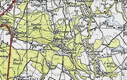 Old map of Bexleyhill Common in 1940