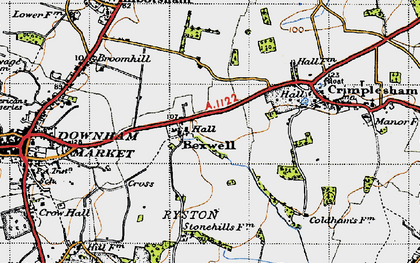 Old map of Bexwell in 1946