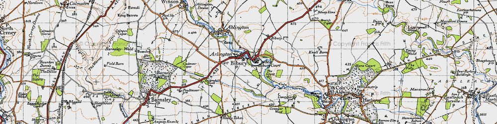 Old map of Bibury in 1946