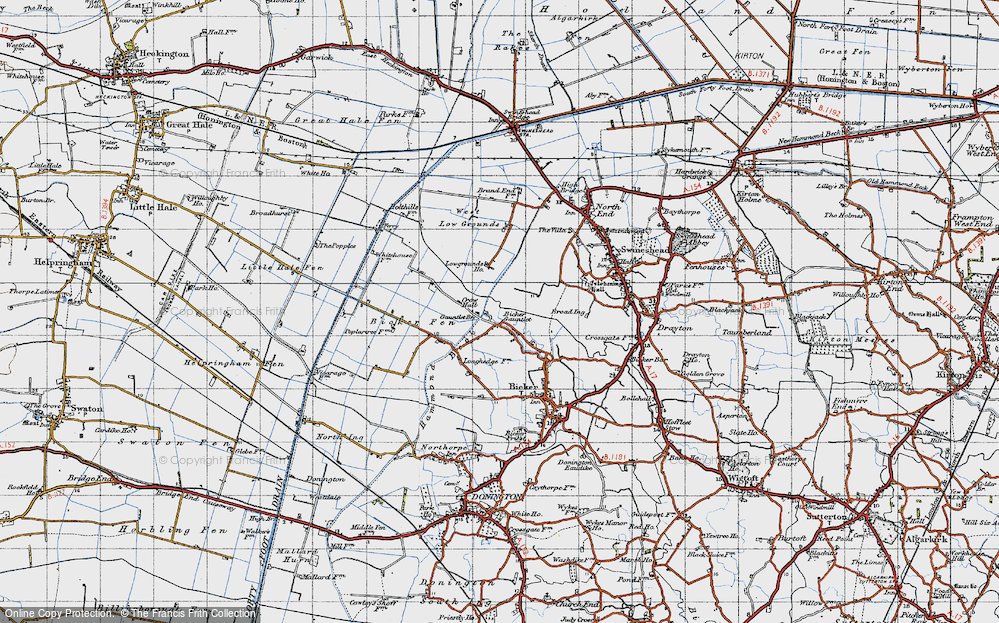 Old Map of Bicker Gauntlet, 1946 in 1946