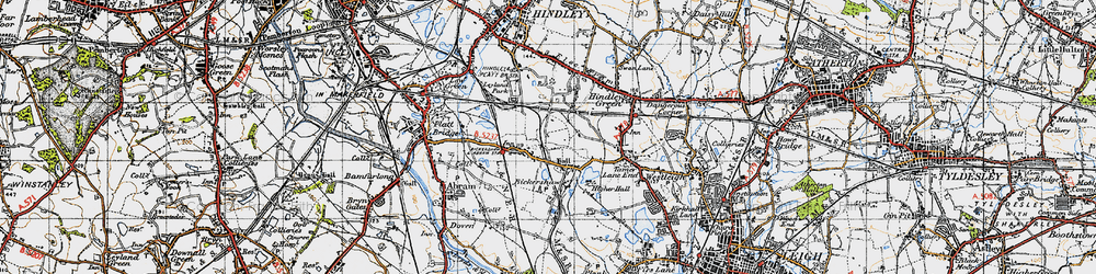 Old map of Bickershaw in 1947