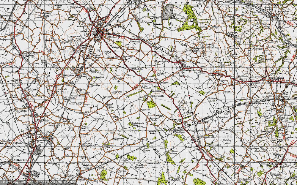 Old Map of Bickerstaffe, 1947 in 1947