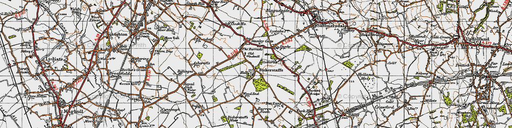 Old map of Bickerstaffe in 1947