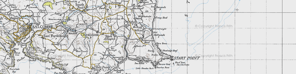 Old map of Lannacombe Beach in 1946